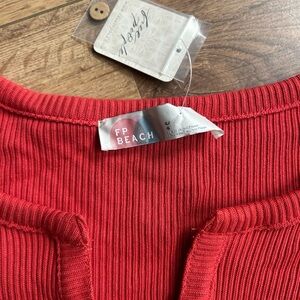 Free People Red Ribbed Knit Dress